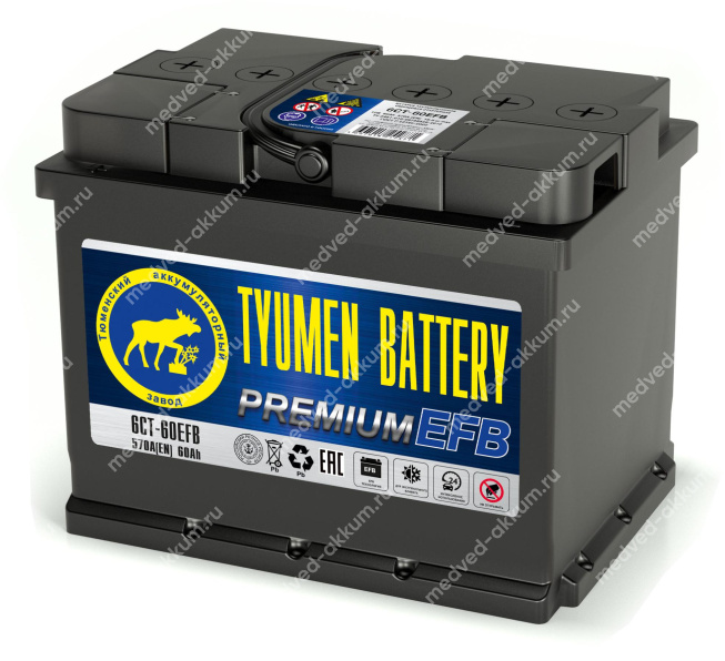 Тюмень Premium EFB 60 Ач обр. L2