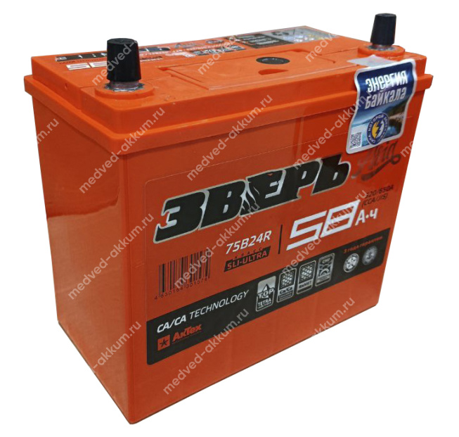 Зверь-Азия 58 Ач пр. 75B24R