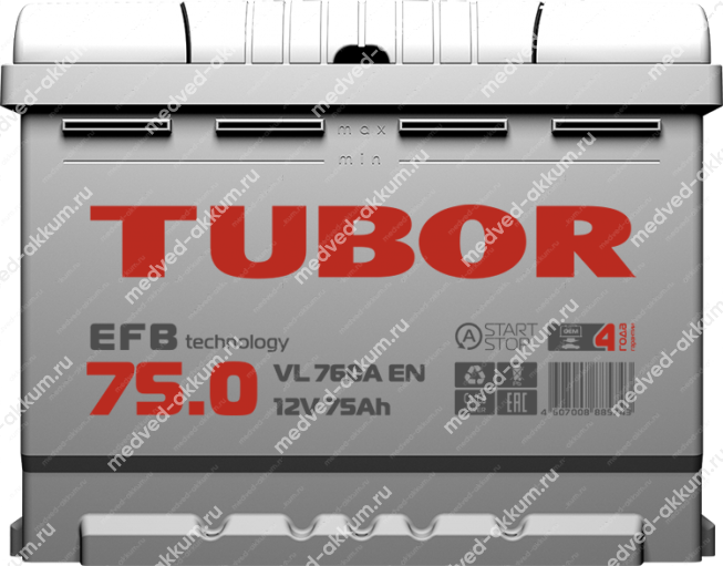 Tubor EFB 75 Ач обр.