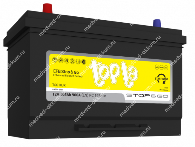TOPLA EFB Stop&Go Asia 105 Ач пр. D31R