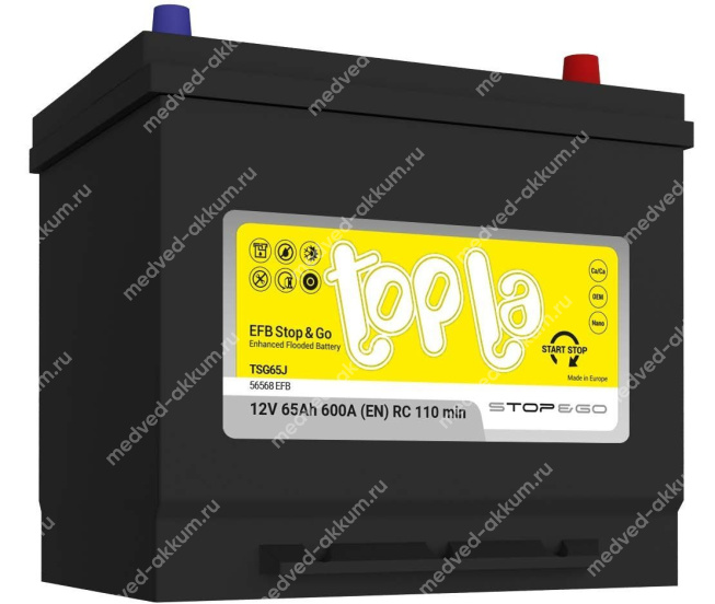 TOPLA EFB Stop&Go Asia 65 Ач обр. D23L